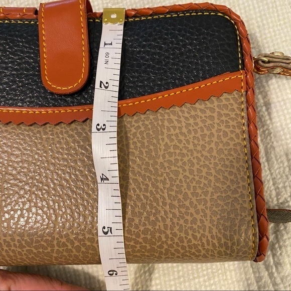 Tri Tone Crossbody Wallet Organizer Six Ring Note paper Brown Black Taupe - Picture 10 of 13